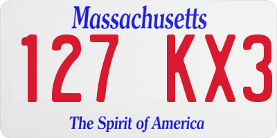 MA license plate 127KX3