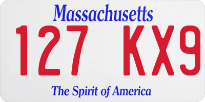 MA license plate 127KX9