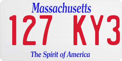 MA license plate 127KY3