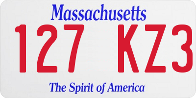 MA license plate 127KZ3