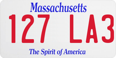 MA license plate 127LA3