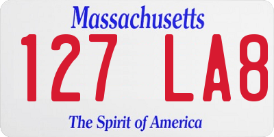 MA license plate 127LA8