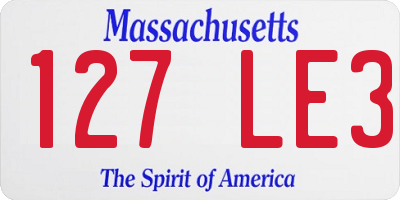 MA license plate 127LE3