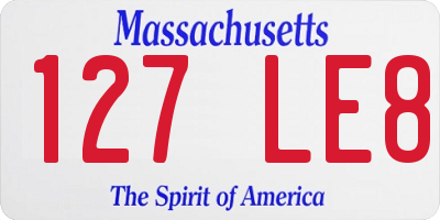 MA license plate 127LE8