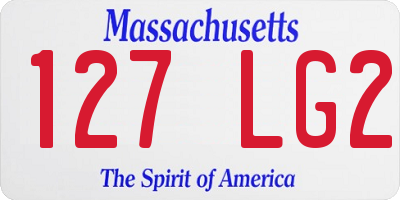 MA license plate 127LG2
