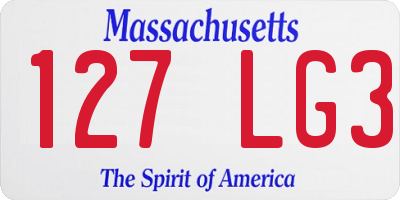 MA license plate 127LG3