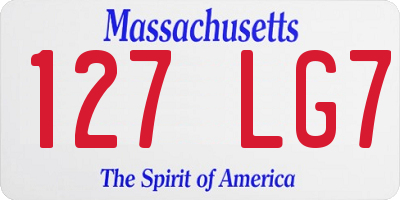 MA license plate 127LG7