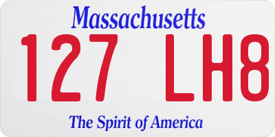 MA license plate 127LH8
