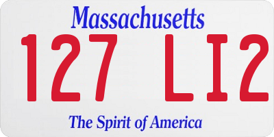 MA license plate 127LI2