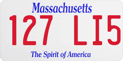 MA license plate 127LI5