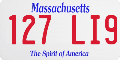 MA license plate 127LI9
