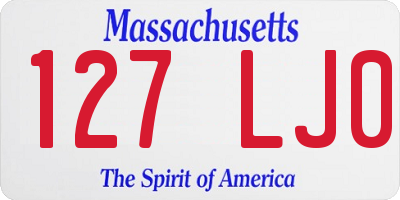 MA license plate 127LJ0