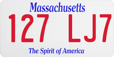 MA license plate 127LJ7