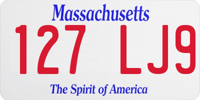 MA license plate 127LJ9