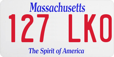 MA license plate 127LK0