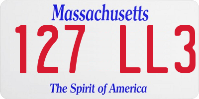 MA license plate 127LL3