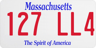 MA license plate 127LL4