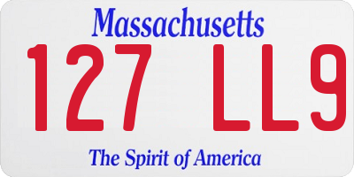 MA license plate 127LL9