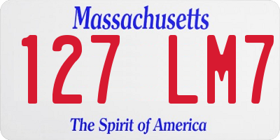 MA license plate 127LM7