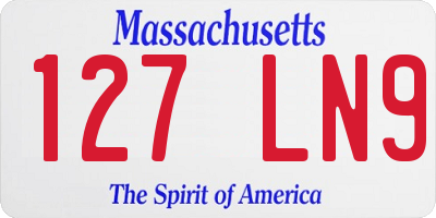 MA license plate 127LN9