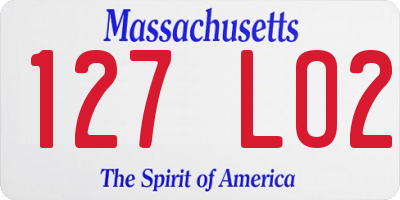MA license plate 127LO2
