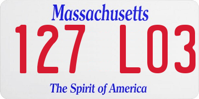 MA license plate 127LO3