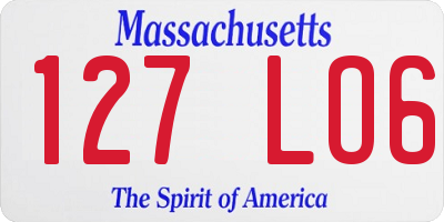 MA license plate 127LO6