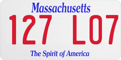 MA license plate 127LO7