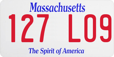 MA license plate 127LO9