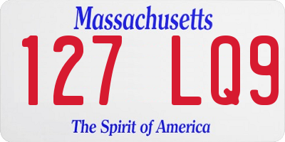 MA license plate 127LQ9