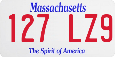 MA license plate 127LZ9