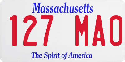 MA license plate 127MA0