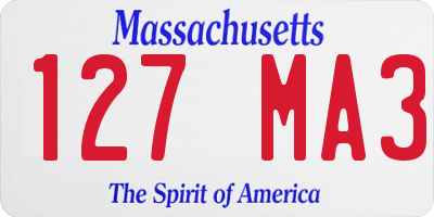 MA license plate 127MA3