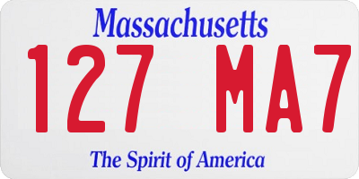 MA license plate 127MA7