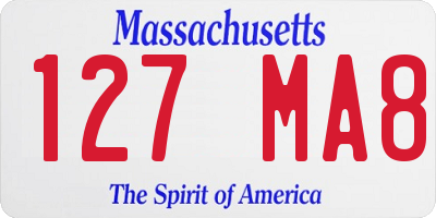 MA license plate 127MA8