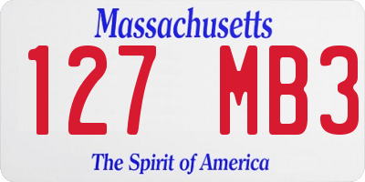 MA license plate 127MB3