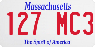 MA license plate 127MC3