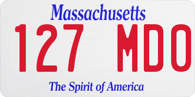 MA license plate 127MD0