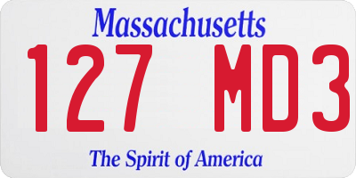 MA license plate 127MD3