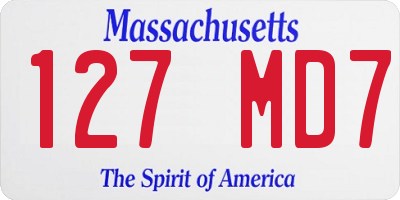 MA license plate 127MD7