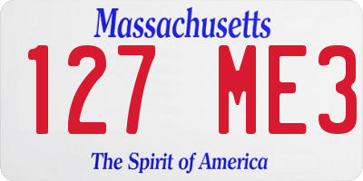 MA license plate 127ME3