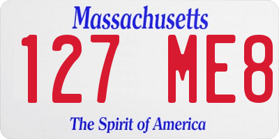 MA license plate 127ME8