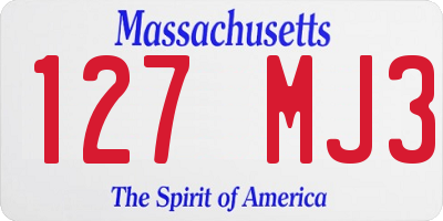 MA license plate 127MJ3