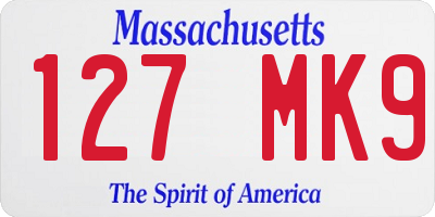 MA license plate 127MK9