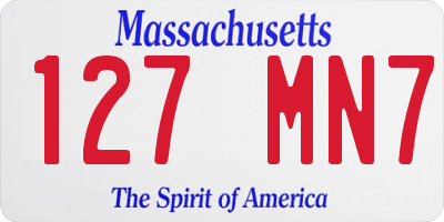 MA license plate 127MN7