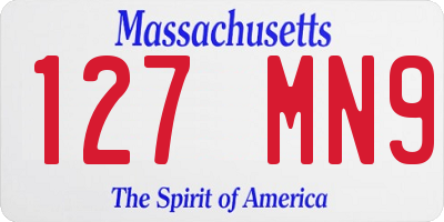 MA license plate 127MN9