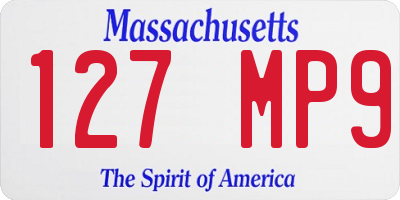MA license plate 127MP9