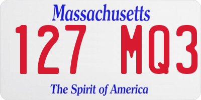 MA license plate 127MQ3