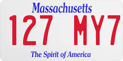 MA license plate 127MY7