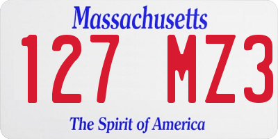 MA license plate 127MZ3